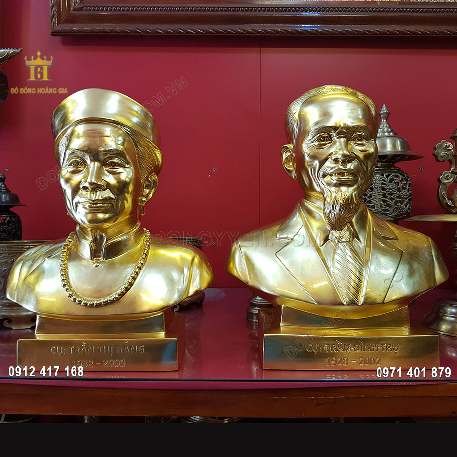 Đúc Tượng Truyền Thần Cụ Ông Cụ Bà Bán Thân Dát Vàng 9999